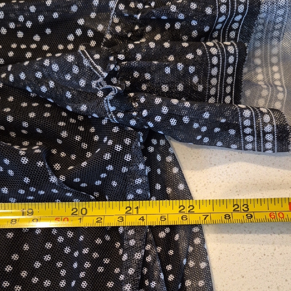 Max Studio Black Sheer Polka Dot Short Sleeve Blouse - Picture 3 of 7